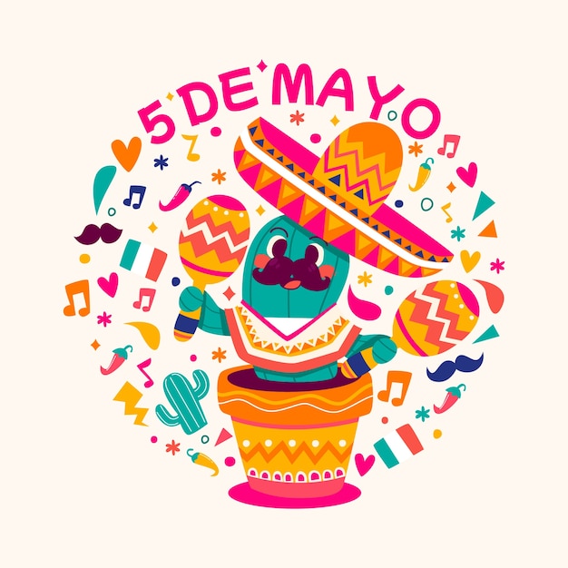 Handgezeichnete cinco de mayo-illustration