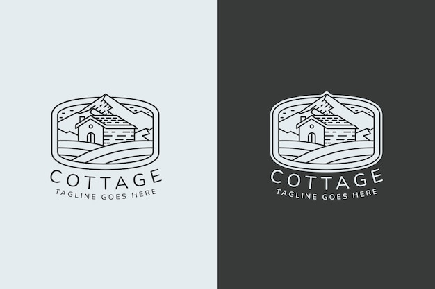 Kostenloser Vektor handgezeichnete cottage-logo-vorlage