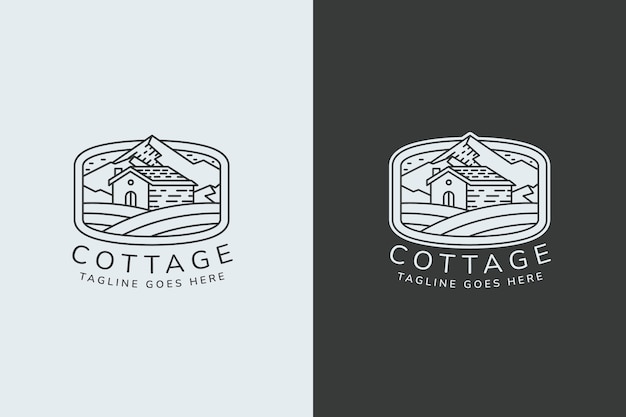 Handgezeichnete Cottage-Logo-Vorlage
