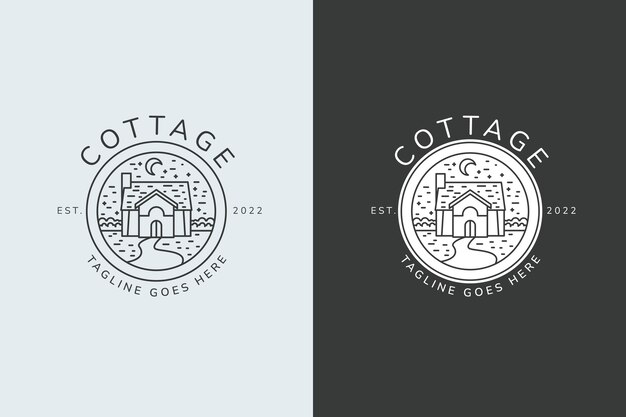 Handgezeichnete Cottage-Logo-Vorlage