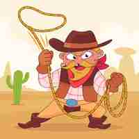 Kostenloser Vektor handgezeichnete cowboy-cartoon-illustration