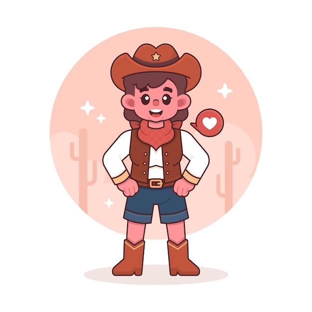 Handgezeichnete cowgirl-cartoon-illustration