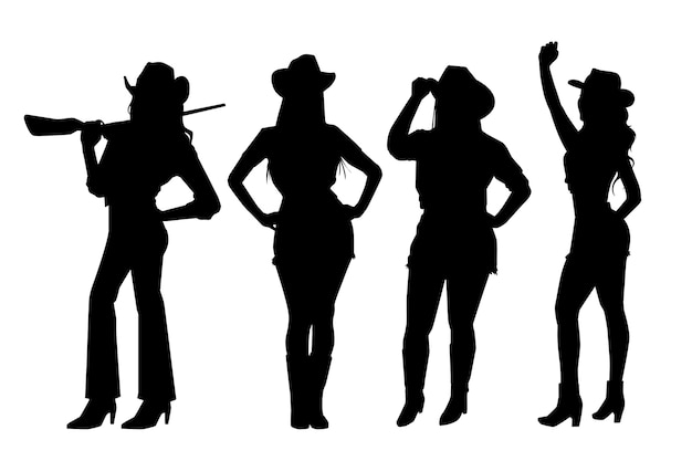 Handgezeichnete cowgirl-silhouette