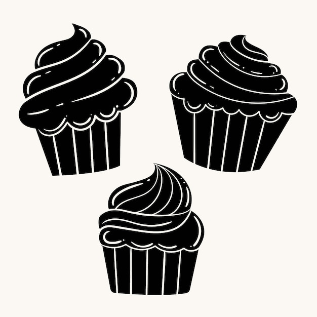 Handgezeichnete cupcake-silhouette