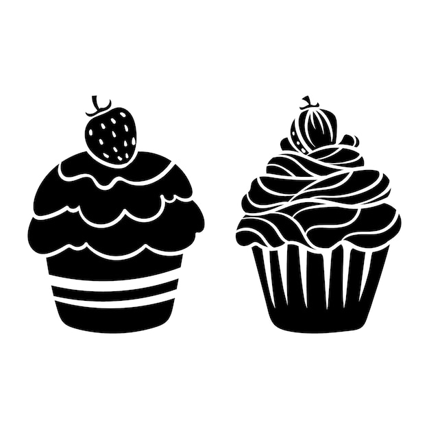 Kostenloser Vektor handgezeichnete cupcake-silhouette