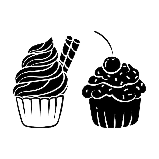 Handgezeichnete cupcake-silhouette