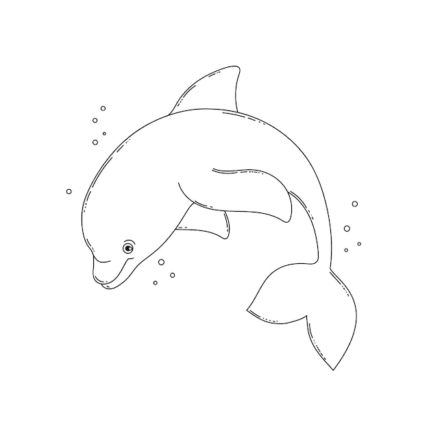 Kostenloser Vektor handgezeichnete delfin-umrissillustration