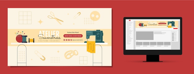 Kostenloser Vektor handgezeichnete designvorlage für atelier-youtube-kanalkunst