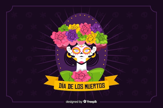 Kostenloser Vektor handgezeichnete día de muertos hintergrund