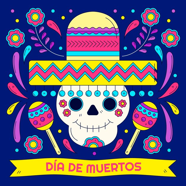 Handgezeichnete dia de muertos illustration