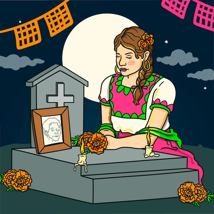 Kostenlose Vektor handgezeichnete dia de muertos illustration