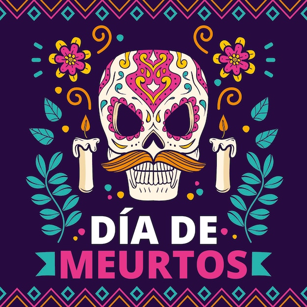 Kostenloser Vektor handgezeichnete dia de muertos illustration