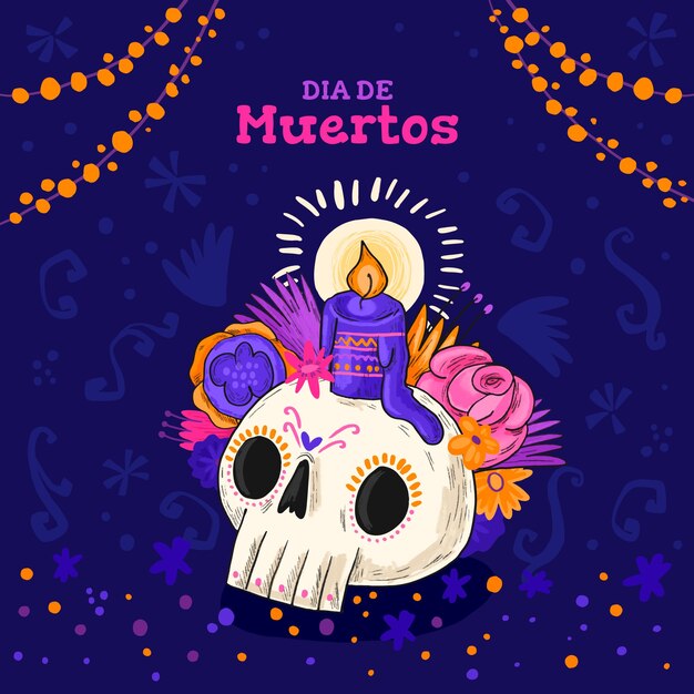 Handgezeichnete dia de muertos illustration