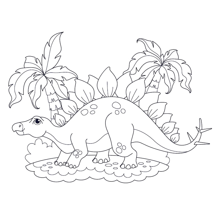 Kostenlose Vektor handgezeichnete dinosaurier-malbuchillustration