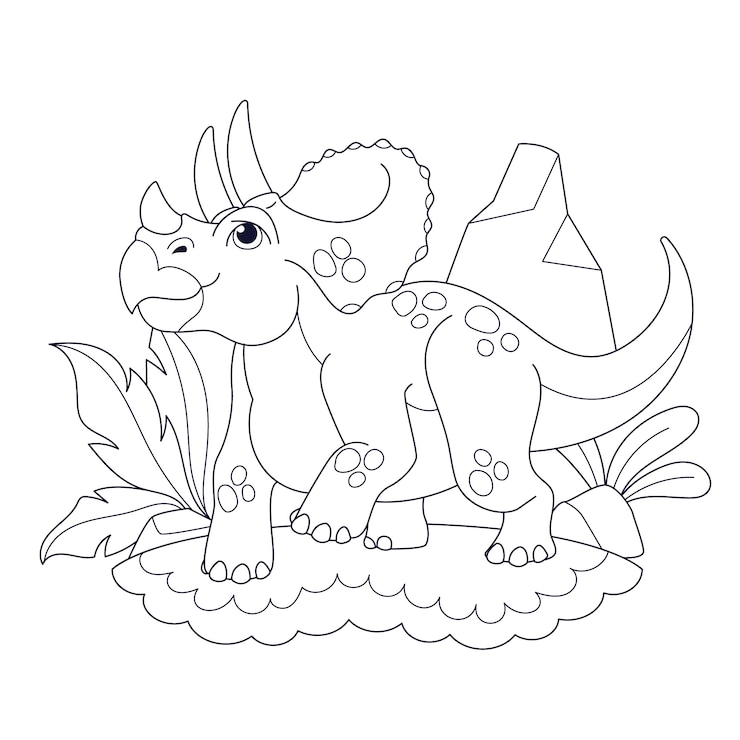 Kostenlose Vektor handgezeichnete dinosaurier-malbuchillustration