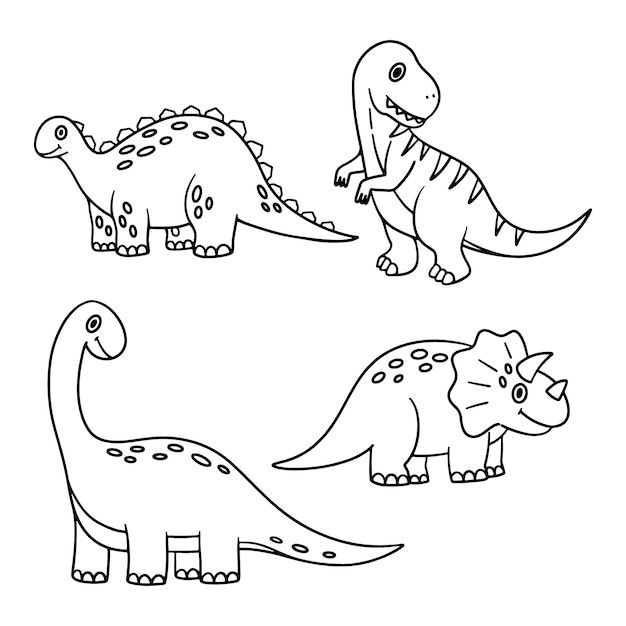 Kostenloser Vektor handgezeichnete dinosaurier-zeichnungsillustration