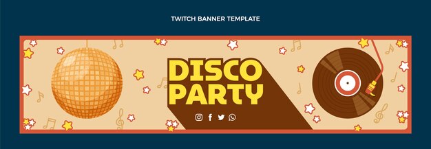 Handgezeichnete Disco-Party-Vorlage mit flachem Design