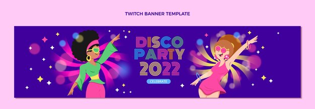 Handgezeichnete Disco-Party-Vorlage mit flachem Design