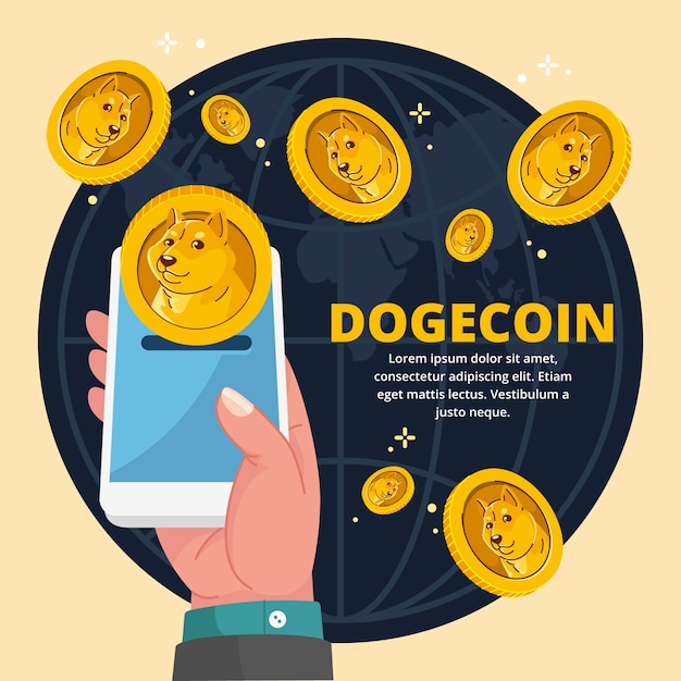 Kostenloser Vektor handgezeichnete dogecoin-illustration