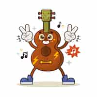 Kostenloser Vektor handgezeichnete e-gitarre-cartoon-illustration