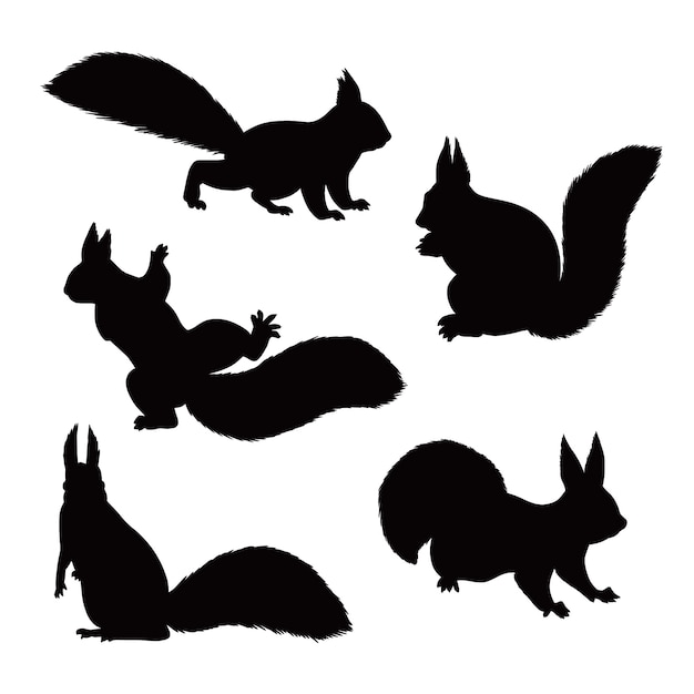 Kostenloser Vektor handgezeichnete eichhörnchen-silhouette