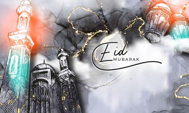 Handgezeichnete eid alfitr eid mubarak illustration