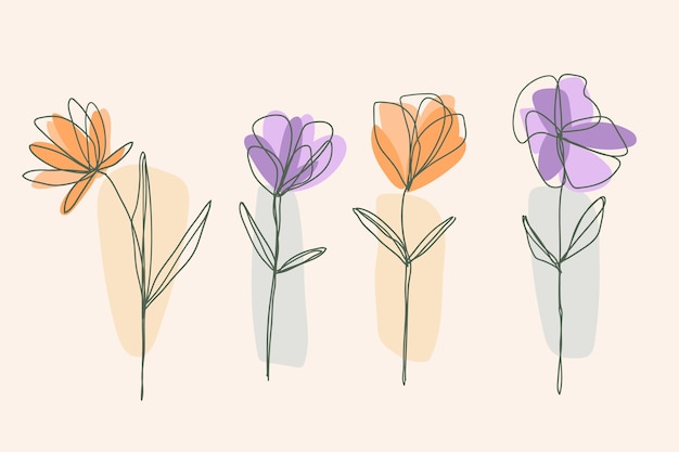 Handgezeichnete einfache blumenumrissillustration