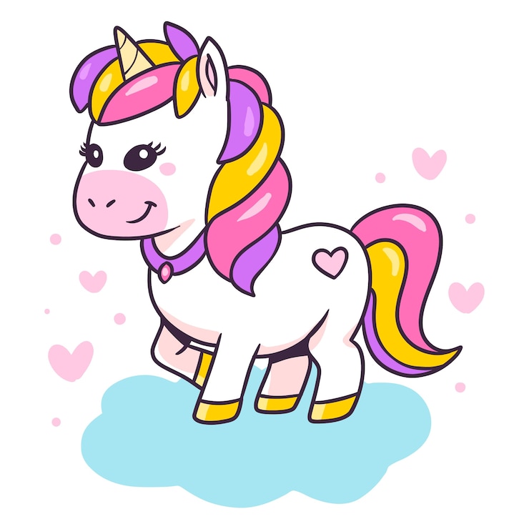 Kostenlose Vektor handgezeichnete einhorn-cartoon-illustration