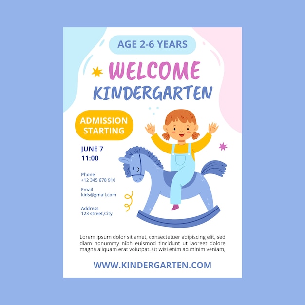 Kostenloser Vektor handgezeichnete einladungsvorlage für den kindergarten