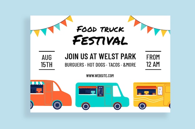 Handgezeichnete einladungsvorlage für ein spezielles food-truck-festival