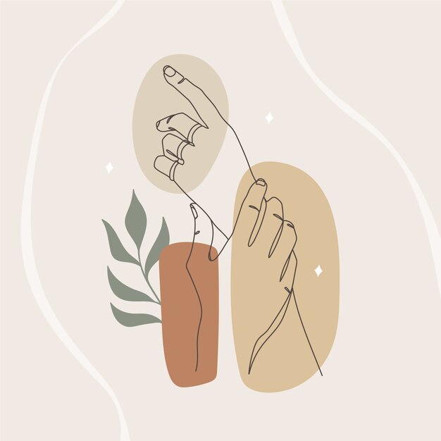 Handgezeichnete einzeilige Kunst übergibt Illustration