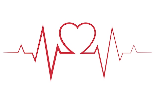 Handgezeichnete EKG-Linie Herzschlag Mitte Herz