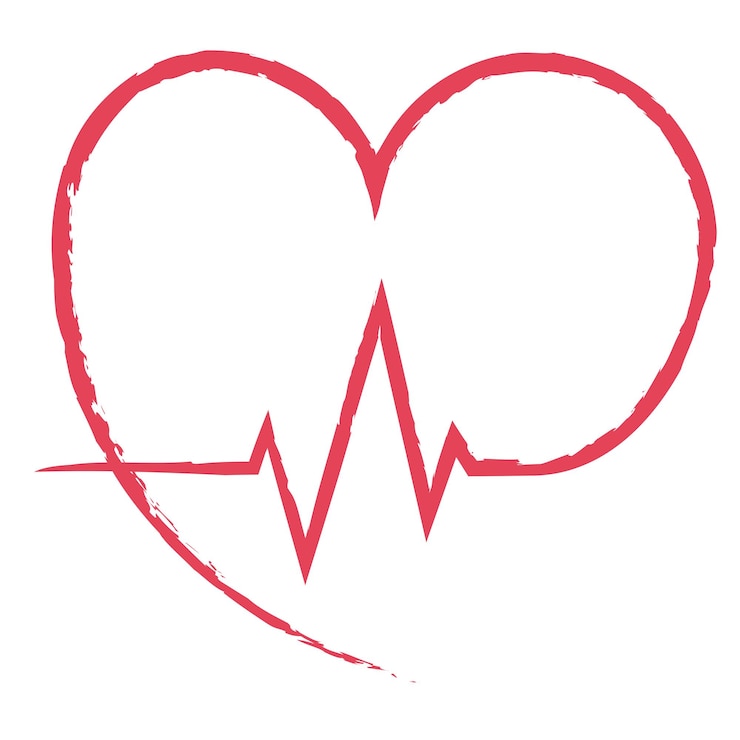 Kostenlose Vektor handgezeichnete ekg-linie mit herz verbunden