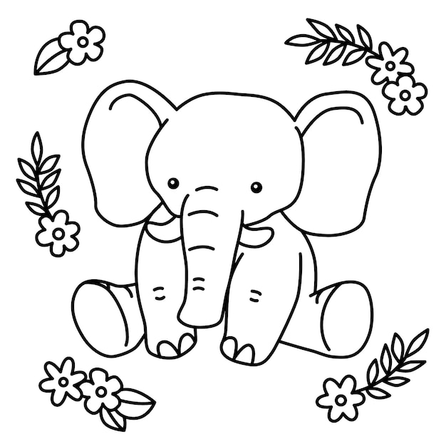 Kostenloser Vektor handgezeichnete elefant-illustration