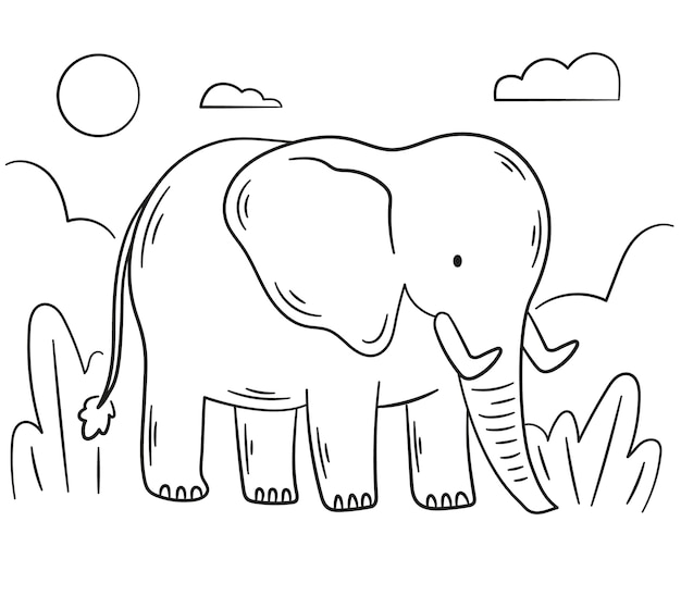 Handgezeichnete Elefant-Umrissillustration