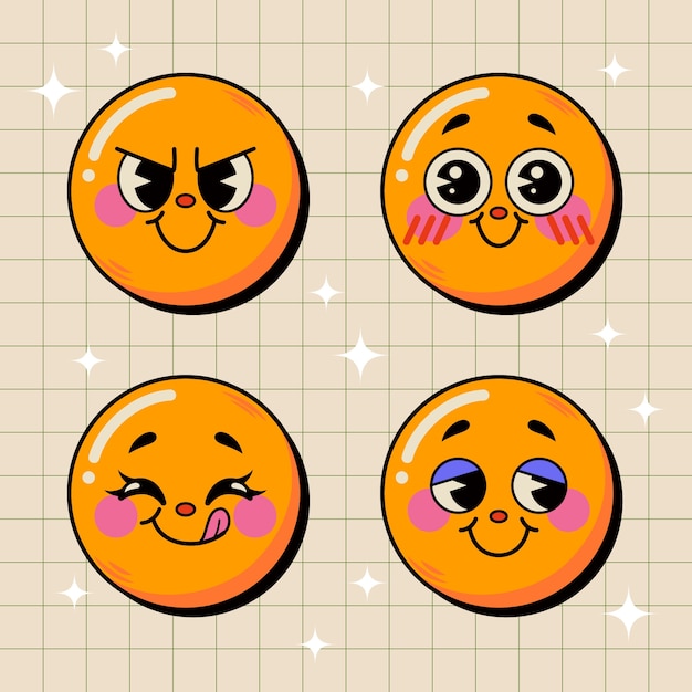 Handgezeichnete emoji-illustrationssatz