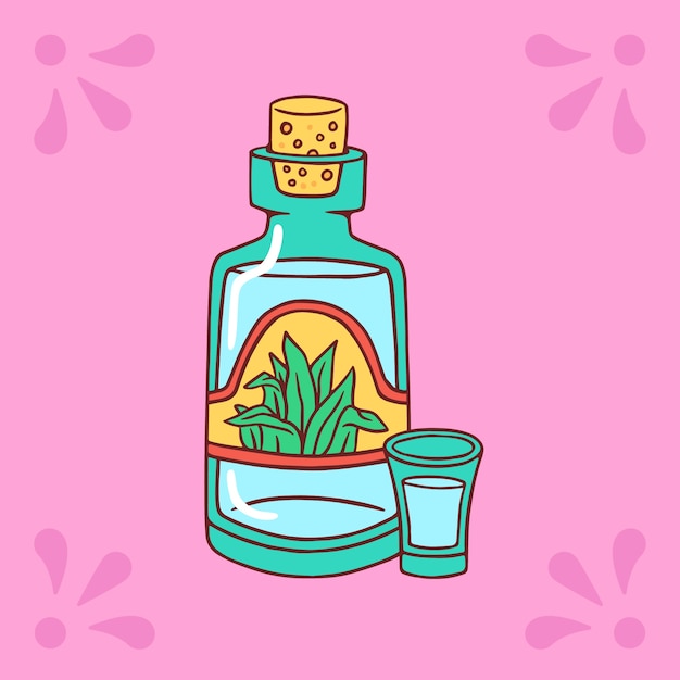 Kostenloser Vektor handgezeichnete erfrischende mezcal-illustration