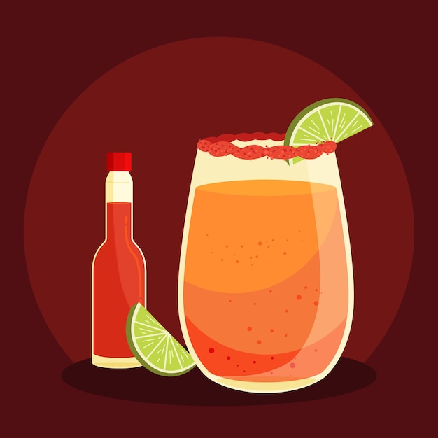 Kostenloser Vektor handgezeichnete erfrischende michelada-illustration