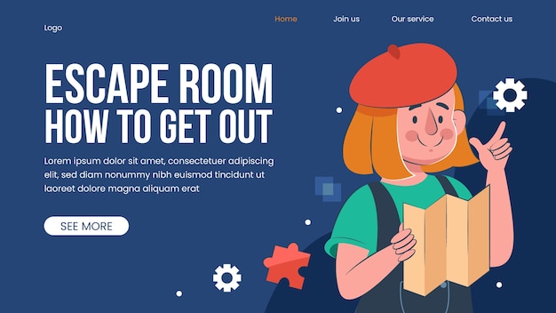 Handgezeichnete escape-room-landing-page-vorlage