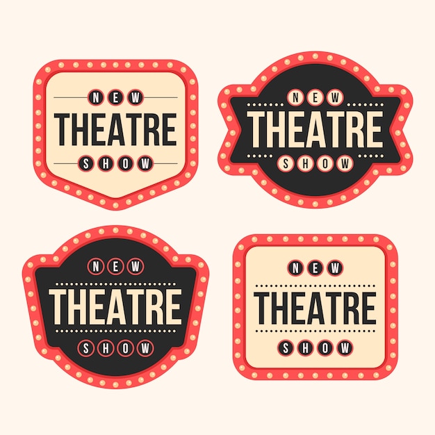 Kostenloser Vektor handgezeichnete etiketten für theateraufführungen