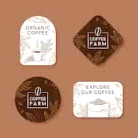 Kostenloser Vektor handgezeichnete etikettenvorlage für kaffeeplantagen