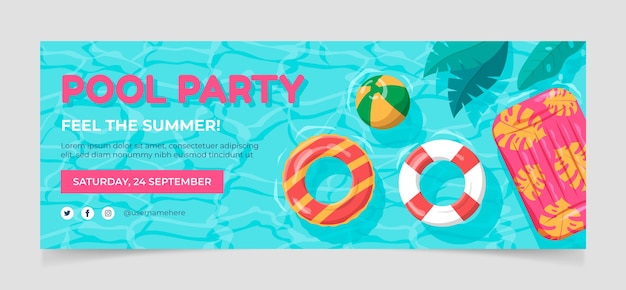 Handgezeichnete facebook-cover für poolpartys