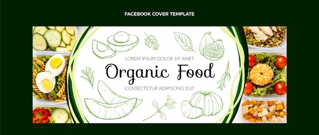 Kostenloser Vektor handgezeichnete facebook-cover-vorlage für lebensmittel