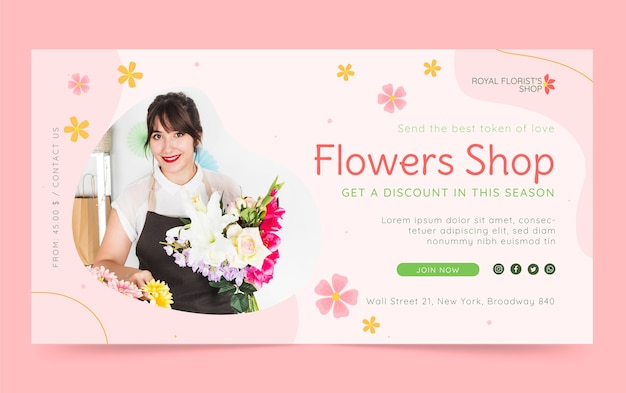 Handgezeichnete Facebook-Vorlage für Floristenjobs