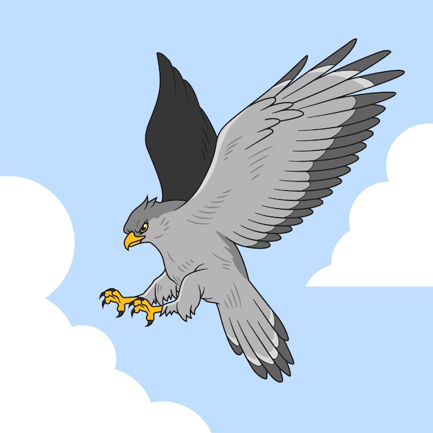 Handgezeichnete Falken-Cartoon-Illustration