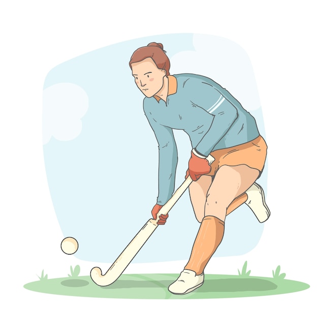 Kostenloser Vektor handgezeichnete feldhockey-illustration