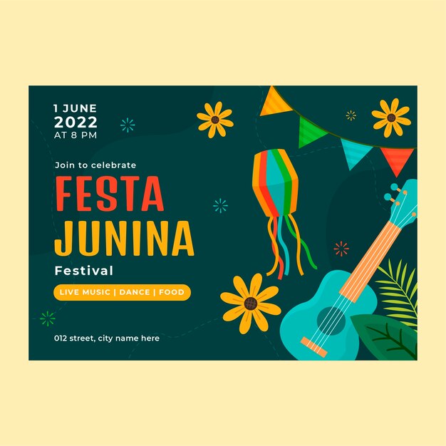 Handgezeichnete festas juninas Einladung