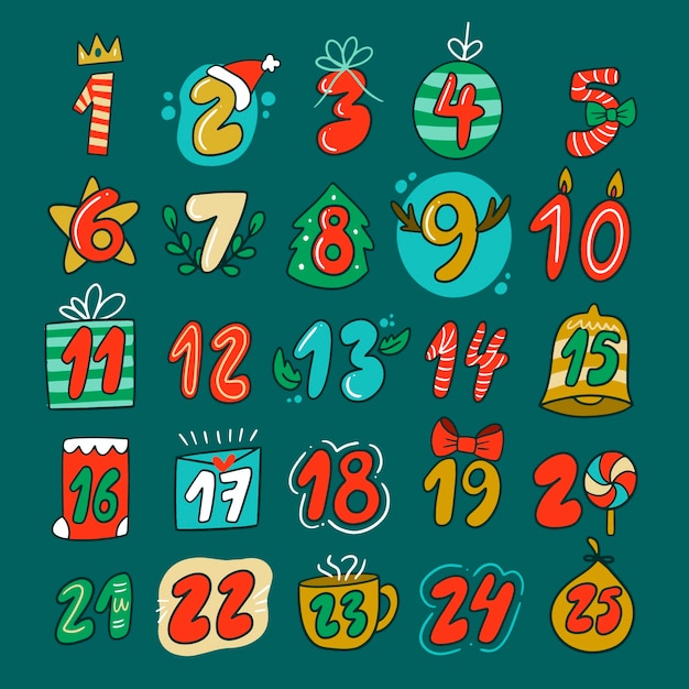 Handgezeichnete festlichen adventskalender