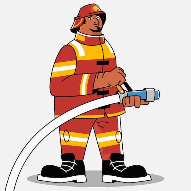 Kostenloser Vektor handgezeichnete feuerwehrmann-illustration