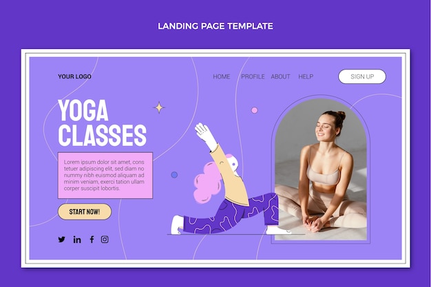 Kostenloser Vektor handgezeichnete fitness-landingpage mit flachem design